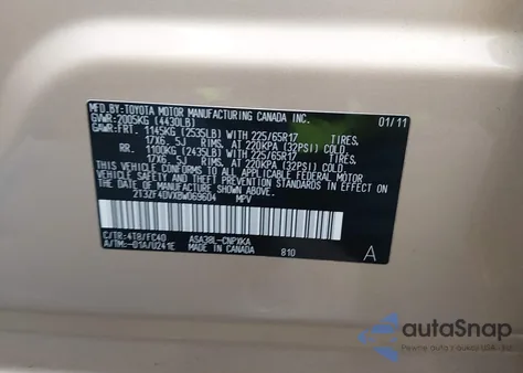 2011 Toyota Rav4 z USA, uszkodzony, nr VIN 2T3ZF4DVXBW069604